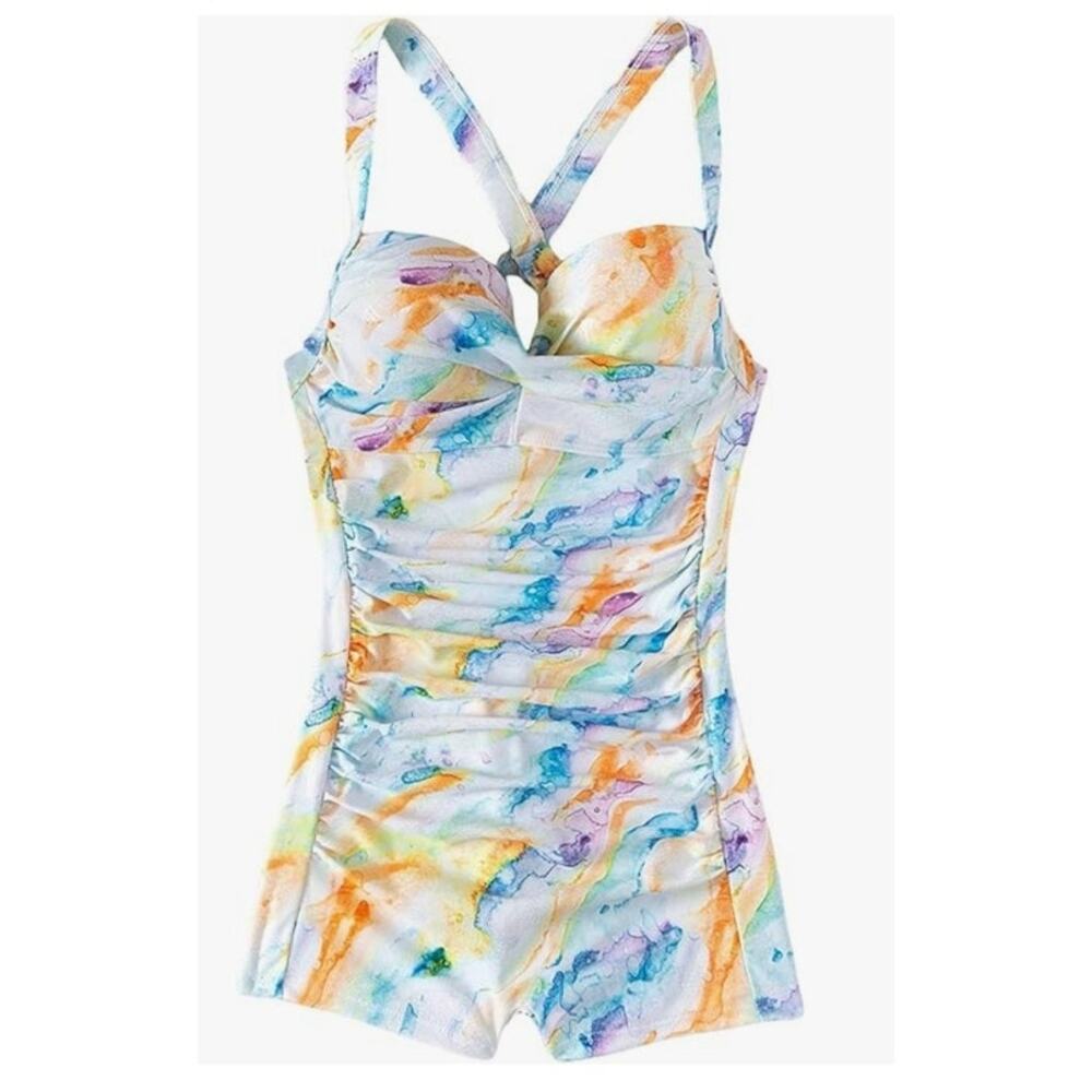 Swimsuit one piece monokini  marble women's size medium